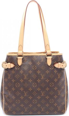 Louis Vuitton Monogram Brown Coated Canvas Leather Tote Bag (Pre-Owned)