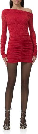 AFRM Montana Long Sleeve Lace Body-Con Minidress in Poppy Red at Nordstrom, Size X-Small