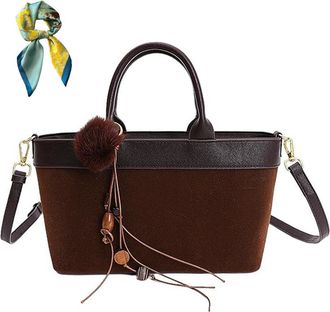 Generic Leopard Print Brown Shoulder Tote Bag,Women Commute Underarm Suede Purse,Vintage Trendy Fall Crossbody Bags Handbag (Coffee)