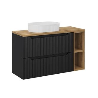 Petits Meubles Mueble lavabo individual 100cm paneles mdf negro y madera
