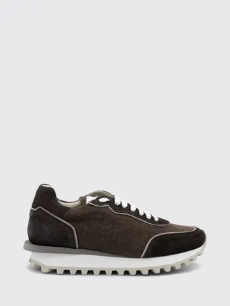 Eleventy Suede and Wool Low Top Trainers with Serrated Sole