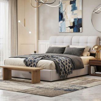 OEM Cama Con Arc&oacute;n 160x200 Cm - 240715sm - Led Integrada - Arc&oacute;n Hidr&aacute;ulico - Terciopelo Beige