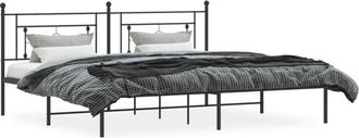 vidaXL Metal Bed Frame without Mattress with Headboard Black 200x200cm Vidaxl