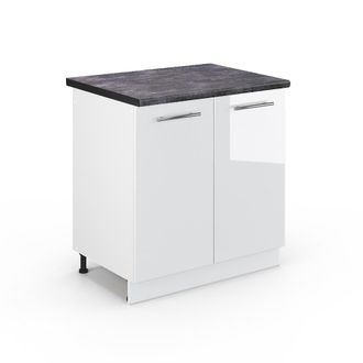 Vicco Armario Bajo Para Fregadero Fame-line, Blanco Alto Brillo, 80 Cm, Et Antracita Vicco