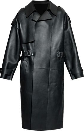 Dsquared2 Trench in pelle con cintura - Nero