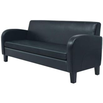 vidaXL Vidaxl - Divano a 3 Posti in Pelle Sintetica Nero