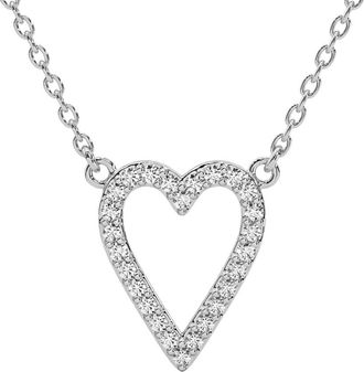 Pompeii3 1/5Ct Diamond Heart Pendant 14k Gold 18 Necklace Lab Grown 1/2