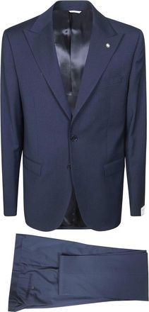 Manuel Ritz Abito Microfantasia Lana - Heren - Business pakken - Blauw - XL - Wol - Kostuums