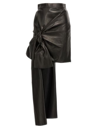 Alexander McQueen Black Lamb Leather Long Womens Skirt