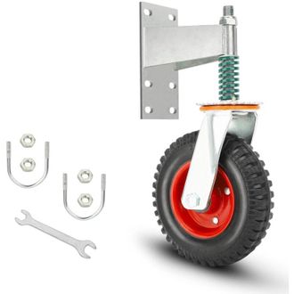 Elle Rueda Para Port&oacute;n De 20 Cm - Capacidad De Carga De 272 Kg - Resorte Giratorio De 360&deg; - Amortiguaci&oacute;n - Goma Resistente Para Terrenos Variados