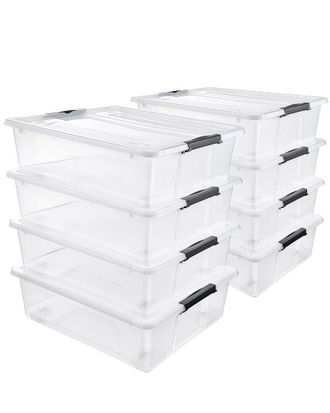 Sorbus Set Of 8 Underbed 40Qt Storage Bins With Wheels & Lids