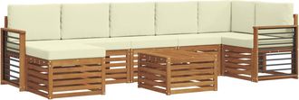 vidaXL Conjunto De Sof&aacute;s De Exterior 8 Uds. Natural Y Crema Vidaxl