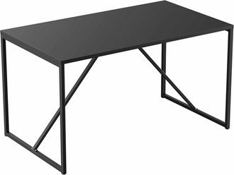 Oviala Mesa de comedor rectangular para 4 personas de acero negro