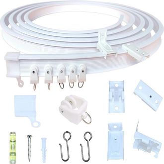 OEM Riel De Cortina De Techo Plegable De Pl&aacute;stico, Kit De Barra Para Cortinas De Techo, Paredes Divisorias, Ventanales Curvos Y Caravanas, Incluye Soporte