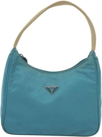 Prada Pre-owned Shoulder Bags, female, Blue, Size: ONE SIZE Pre-owned Nylon Shoulder Bag