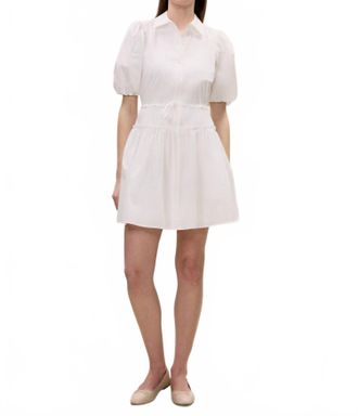 Rebecca Taylor Yara Short Sleeve Shirt Dress In Milk