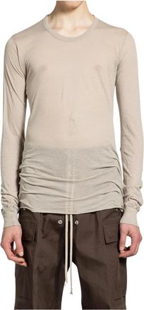 Rick Owens Temple Basic LS T - Heren - Longsleeves - Beige - XL - Katoen - Tops