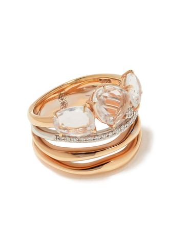Brumani Anello in oro bianco 18kt, diamante e quarzo - Rosa