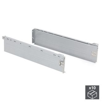 Emuca Lote De 10 Cajones De Cocina Ultrabox, Altura 150mm, Profundidad 500mm, Acero, Gris Metalizado