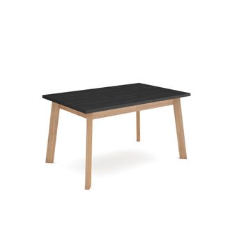 Skraut Home Skraut Home - Mesa Comedor, Mesa Fija Cocina Y Sal&oacute;n, 140, Para 6 Comensales, Patas De Madera, Estilo Moderno, Roble Y Negro
