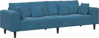 vidaXL Vidaxl - Sofá de terciopelo con cojín Azul 208 cm Terciopelo