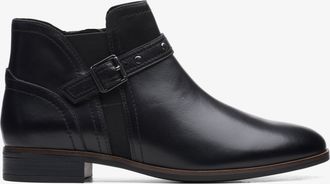 Clarks Womens Trish Strap Black Leather Boots - Size UK 6.5