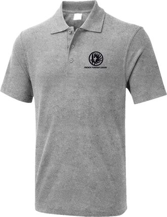 Generic Embroidered French Foreign Legion Polo T Shirt, French Army Polo T Shirt, French Military Polo T Shirt Heather Grey