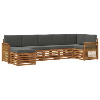 vidaXL Conjunto De Sof&aacute; Seccional Con Coj&iacute;n 6 Pcs Natural Y Antracita Vidaxl
