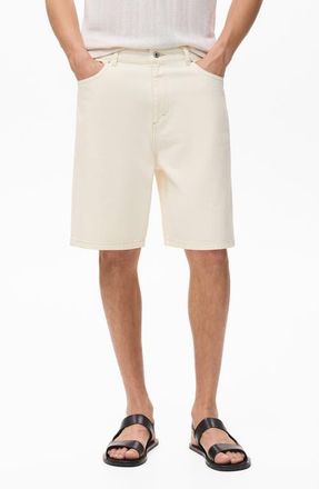 Mango Relaxed Fit Denim Bermuda Shorts in Off White at Nordstrom, Size 31