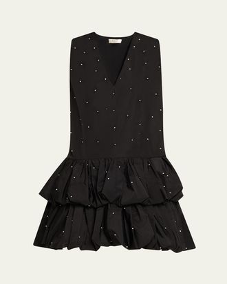 Sea New York Alberta Embellished Bubble-Hem Mini Dress