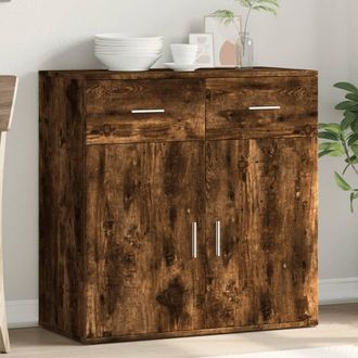 vidaXL Aparador De Madera De Ingenier&iacute;a Roble Ahumado 79x38x80 Cm Vidaxl