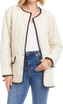 Karen Kane Edge Stitch Quilted Jacket In Cream And Black