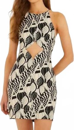 Farm Rio Seashell Serenade Diamond Cut Out Mini Dress In Sand