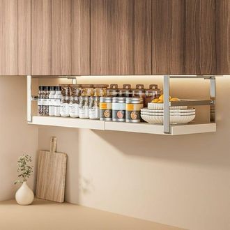 OEM Estante Para Especias Retr&aacute;ctil De Pared En Acero Inoxidable, F&aacute;cil De Instalar Y Vers&aacute;til, Color Blanco, 45-632218,7 Cm