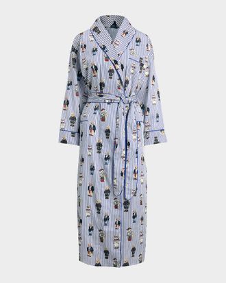 Polo Ralph Lauren Heritage Cotton Striped Polo Bear Robe