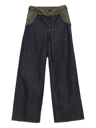 sacai panelled cotton jeans - Blue