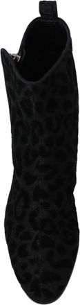 Dolce & Gabbana Womens Black Leopard Short Boots Zipper Shoes Nylon