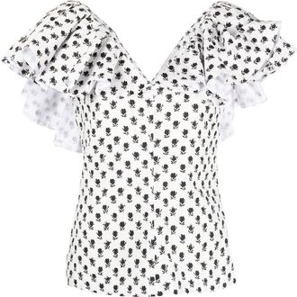 Philosophy di Lorenzo Serafini floral-print ruffled top - women - Cotton - 40 - White