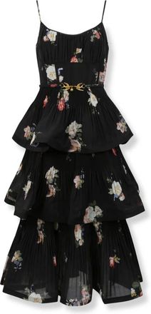 Zimmermann Geplooide midi-jurk met gelaagd design - Dames - Jurken - Veelkleurig - Maat: M Katoen
