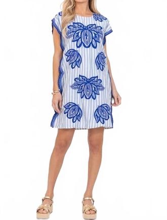 THML Clothing Capri Embroidered Mini Dress In Blue