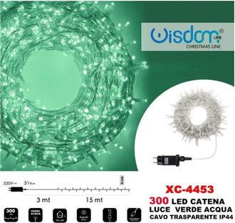 Trade Shop Trade Shop - Catena Luminosa 300 Luci Led Lucciole Luce Verde Acqua Cavo Trasparente Xc-4453