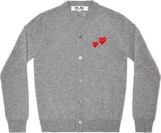 Comme Des Gar&ccedil;ons Cardigan With Double Red Emblem Grey AZ-N072-051-1