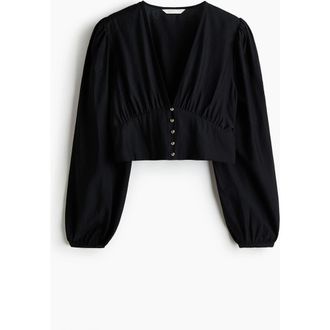 H&M V-neck Blouse in Black at Nordstrom, Size Xx-Small