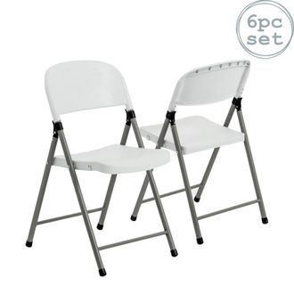 Harbour Housewares Folding Trestle Chairs White Pack of 6