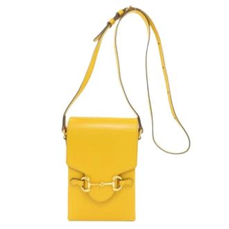 Gucci Pre-owned Horsebit Shoulder Bag - Dames - Pre-owned - Geel - Maat: ONE Size Leer