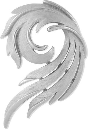 Susan Caplan Vintage 1960s Trifari swirling leaf brooch - women - Silver Plated Brass - One Size