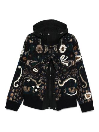 sacai Jack met capuchon en bloemenpatroon - Blauw