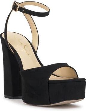 Jessica Simpson Lirio Ankle Strap Platform Sandal in Black Microsuede at Nordstrom Rack, Size 8.5