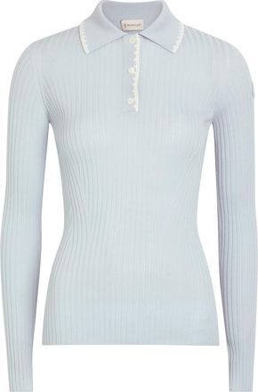 Moncler Ribbed Wool Polo top - Light Blue - XS (UK 8 / XS)