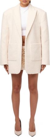 Naked Wardrobe Longline Bouclé Blazer in Creme at Nordstrom, Size X-Small